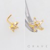 DIMENSIONAL MULTI CZ STAR POLISH 316L SURGICAL STEEL L-SHAPE NOSE RING
